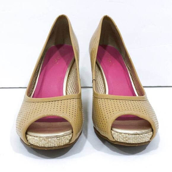 Lilly Pulitzer Perforated Patenet Leather Espadrille Wedges - Picture 5 of 10